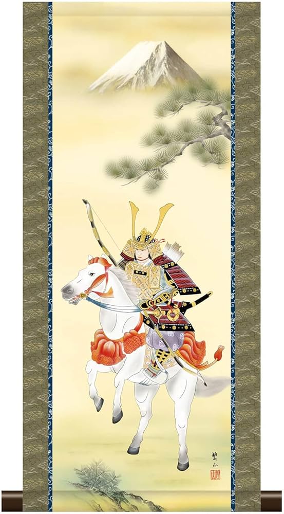 Amazon｜掛軸 掛け軸 和風モダン掛 現代日本画 端午の節句 出世武者