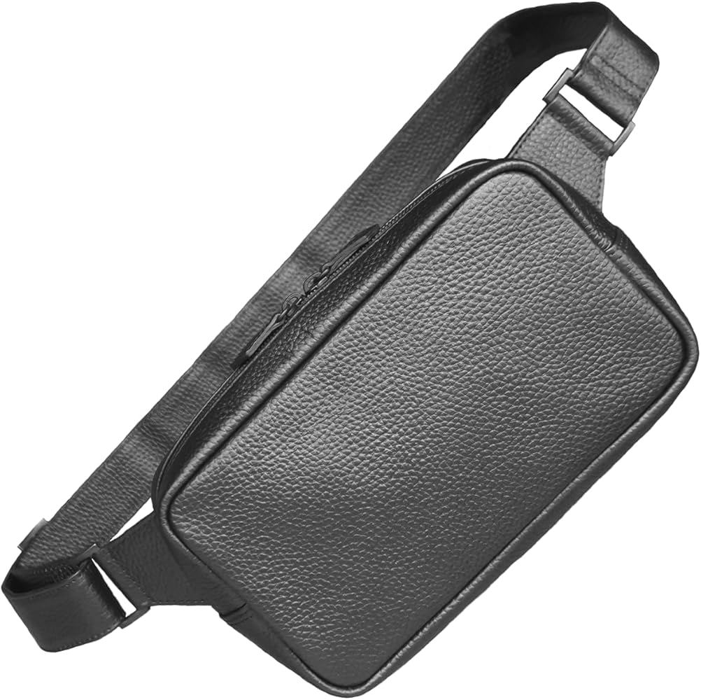 Amazon | [HushTug] 無駄を全てなくしたシンプルなレザーボディバッグ