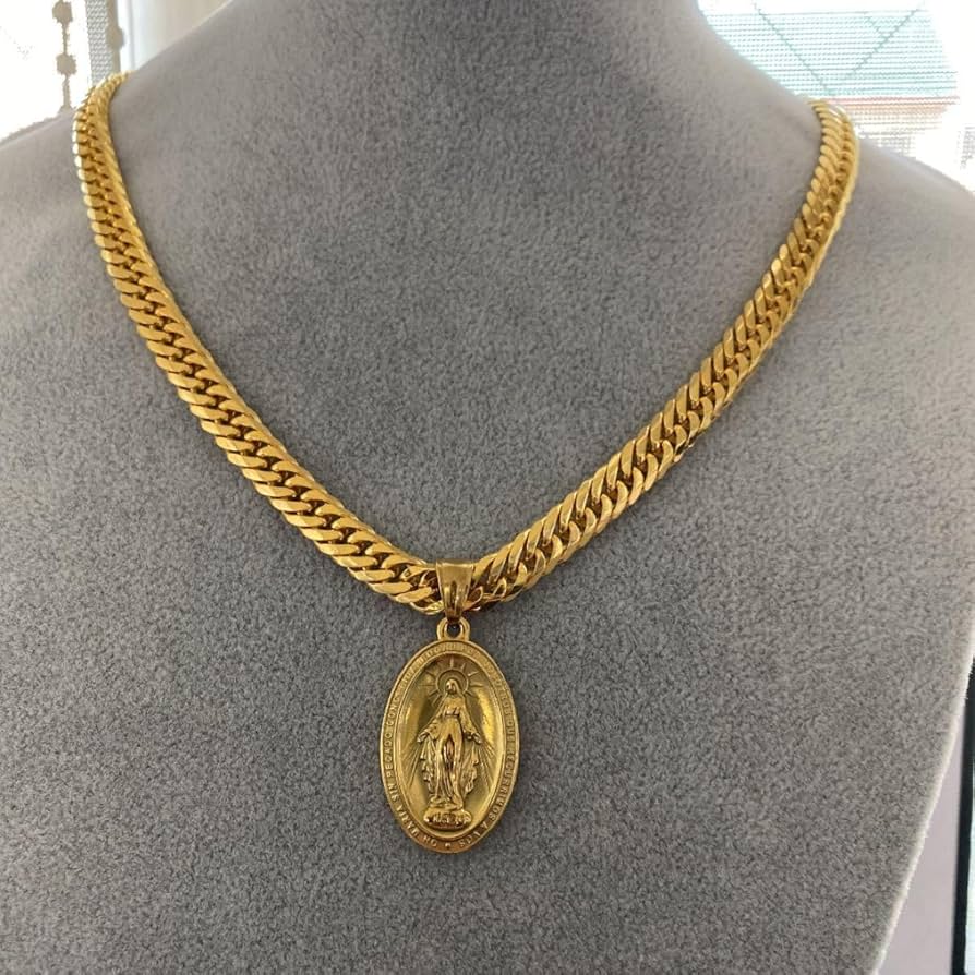 Amazon.co.jp: 6面 ダブル喜平ネックレス 18k gp 奇跡のメダイ