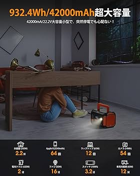 Amazon.co.jp: ポータブル電源 大容量 1000W 932.4Wh/42Ah EBL