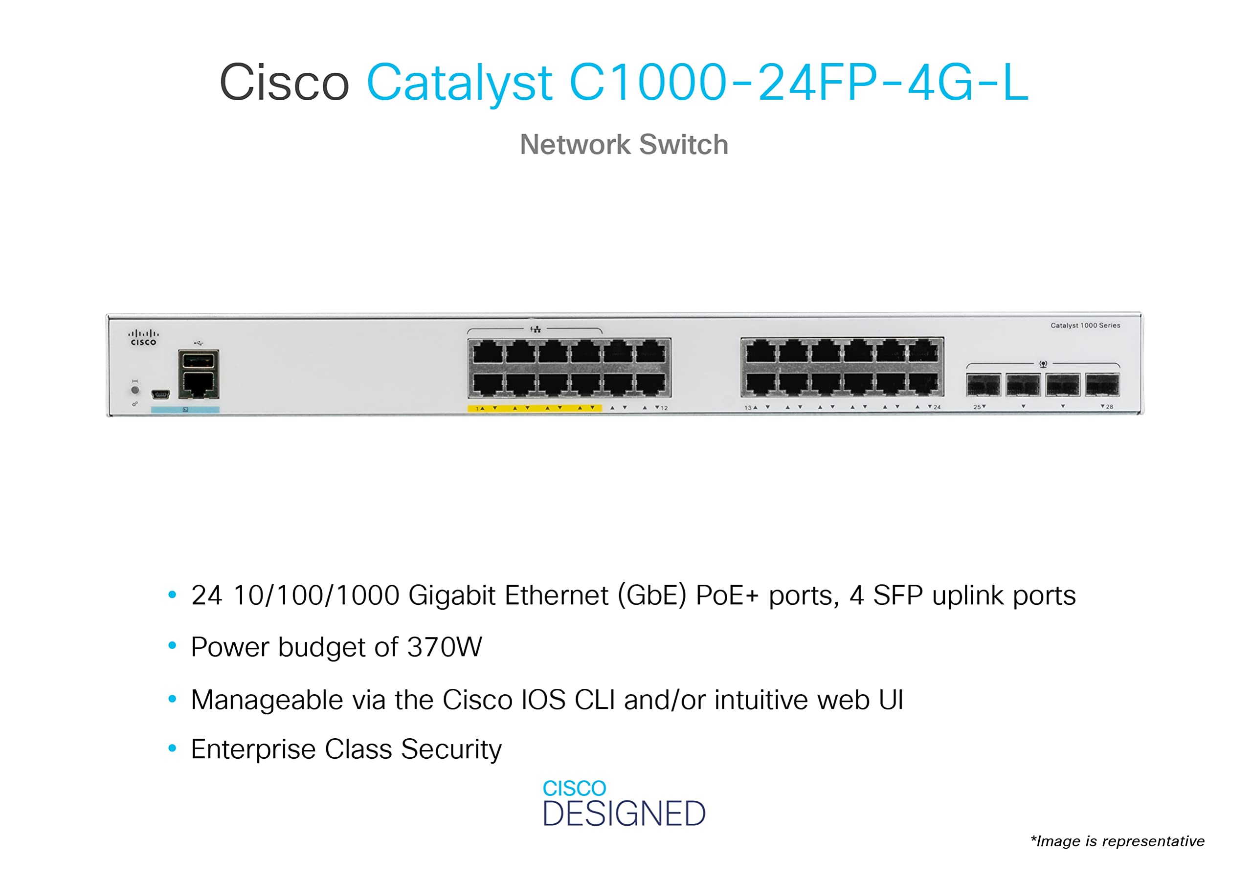 Amazon.com: Cisco Catalyst C1000-24FP-4G-L Network Switch, 24