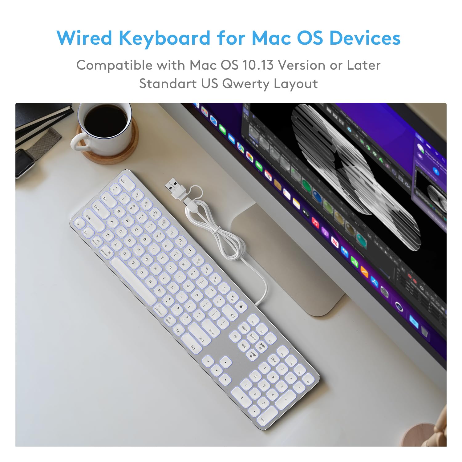 Amazon | Apple Mac OS用オールアルミニウム有線バックライト