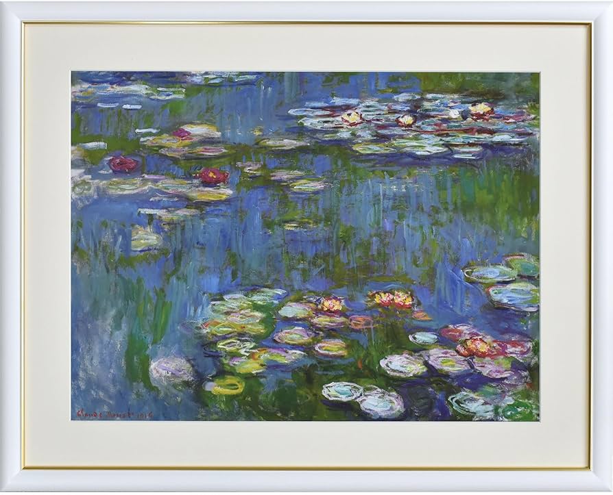 Amazon.co.jp: 晴れの街ギャラリー 絵画 額絵 クロード・モネ 『睡蓮