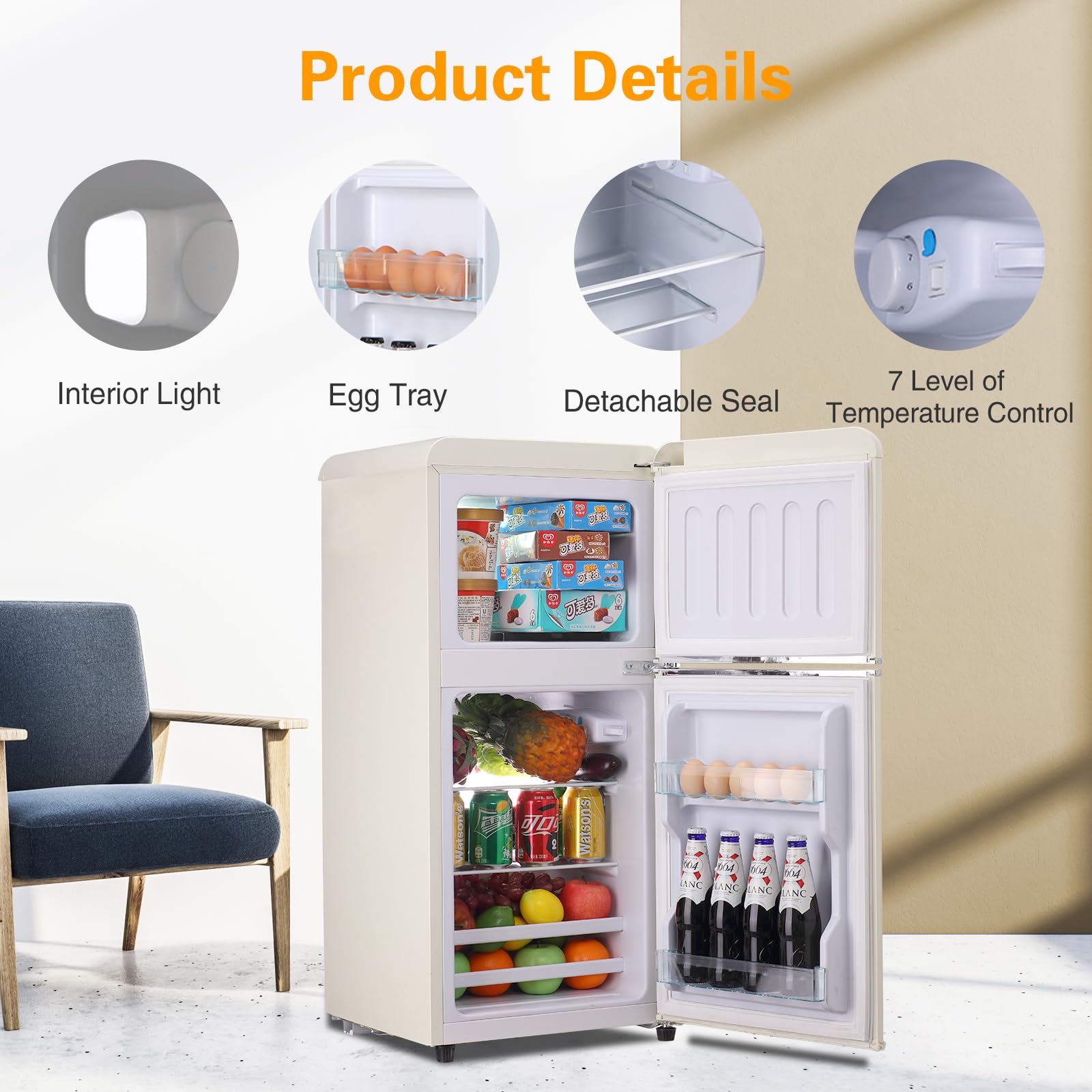 Amazon.com: Anukis Mini Fridge with Freezer 3.2 Cu Ft 2 Door
