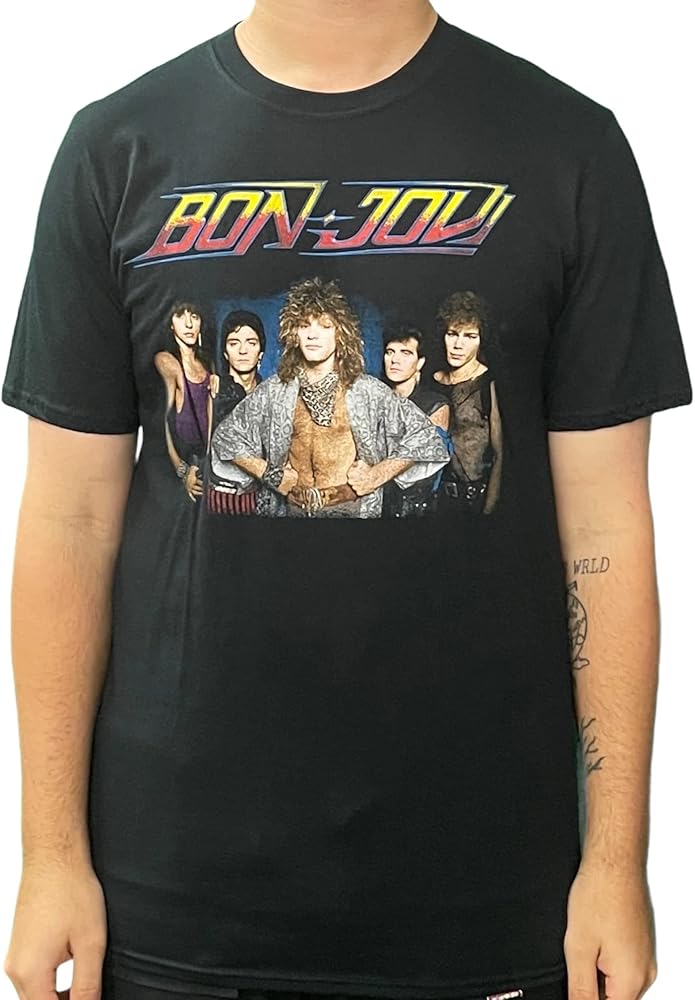 Amazon | Bon Jovi T Shirt Tour 1984 Band Logo 新しい 公式 メンズ