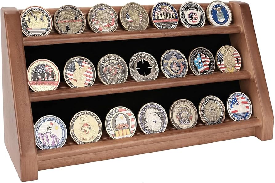 Amazon.com: ASmileIndeep 3 Rows Solid Wood Military Challenge Coin