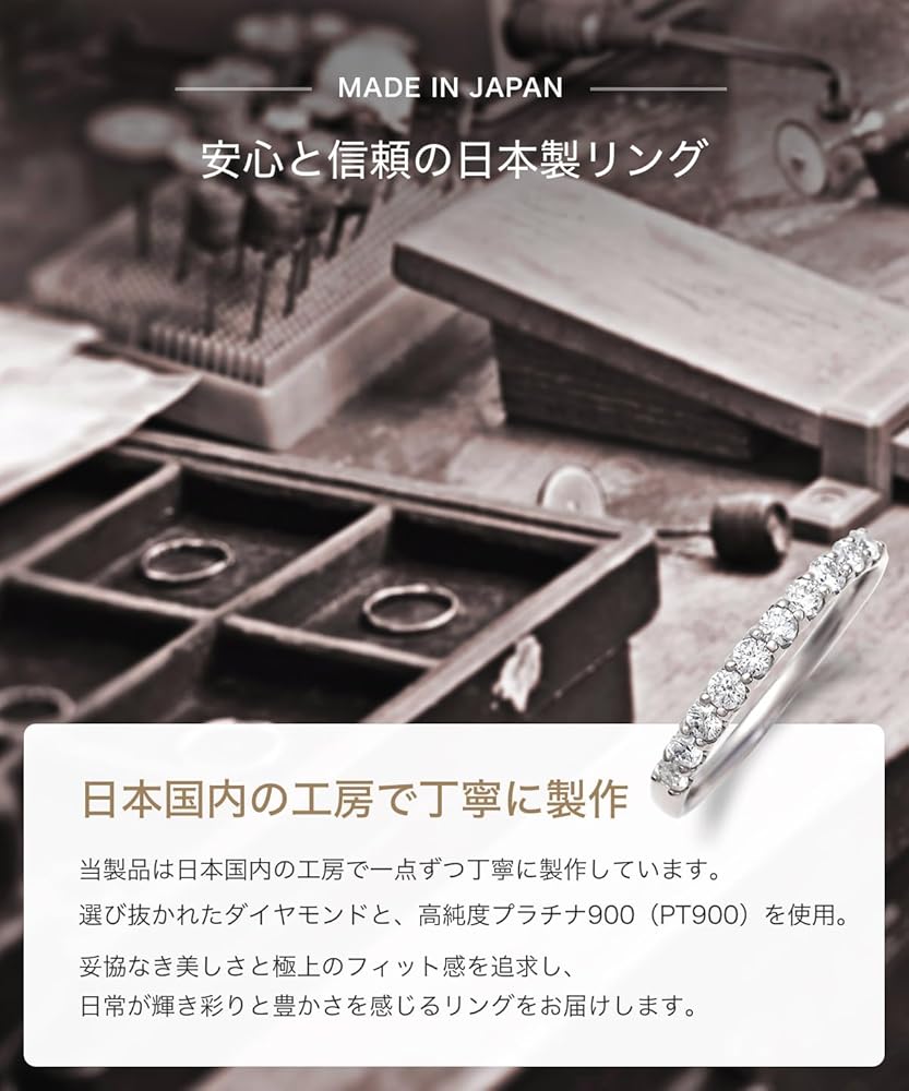 Amazon | LEGAN (レガン) ハーフ エタニティリング プラチナ 5号 [ 0.3