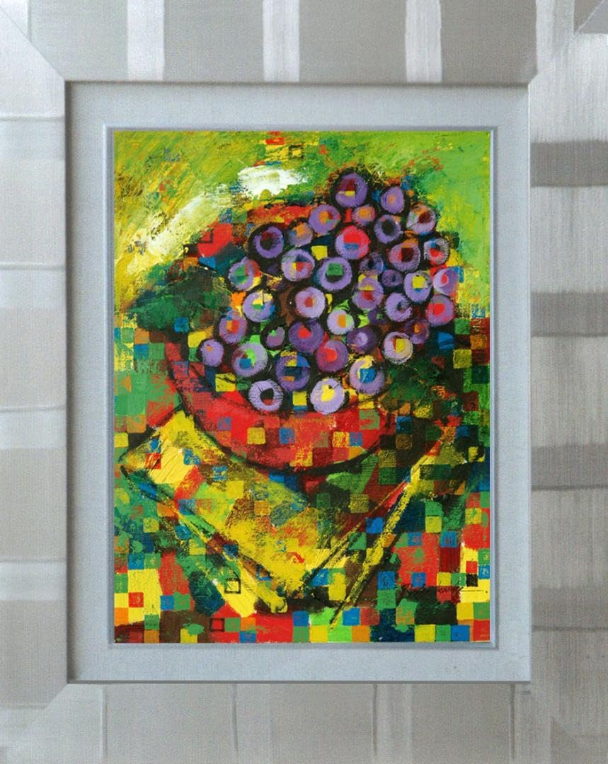 油絵 菅家令子 絵 絵画インテリア 額付(白) uF6-063104 静物 花瓶 油絵