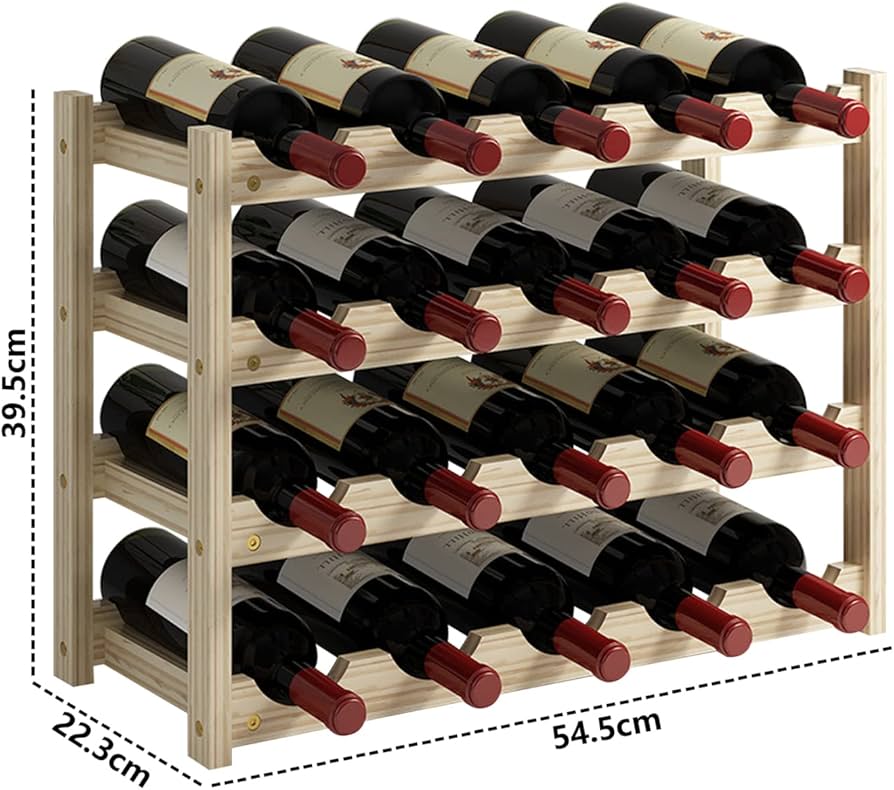 Amazon｜LEEKOUS ワインラック - 4段20本木製ワインラック、自立型