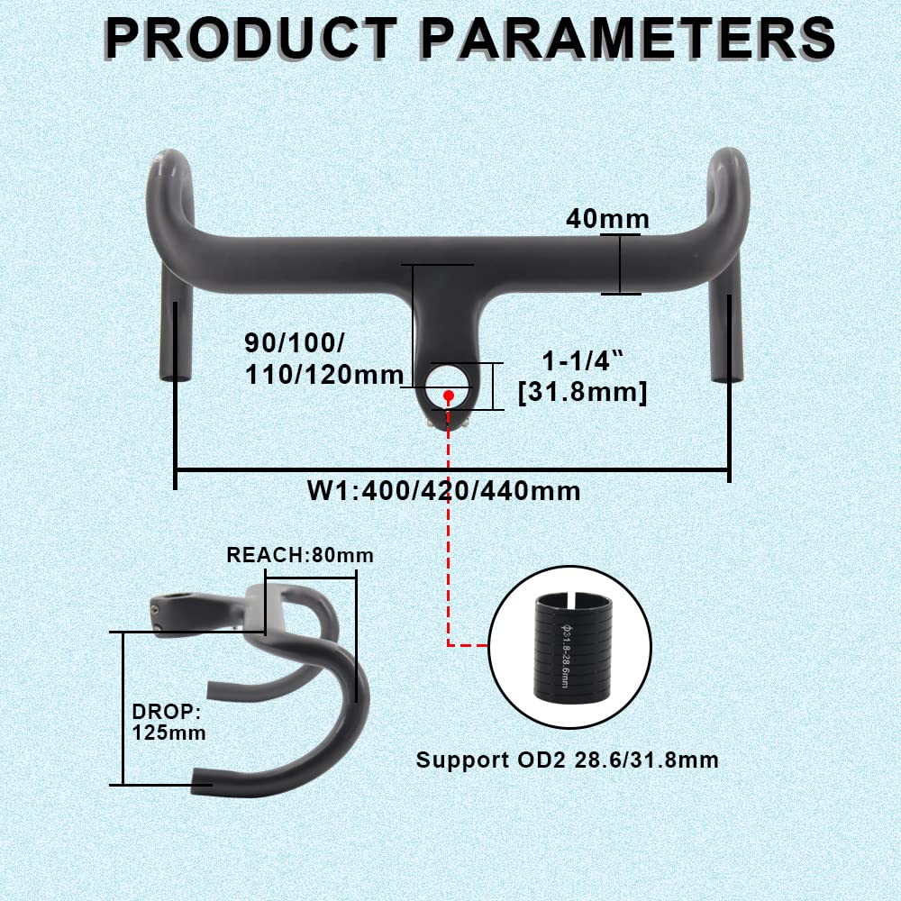 Amazon.co.jp: カーボンハンドルバー ドロップ1-1/4