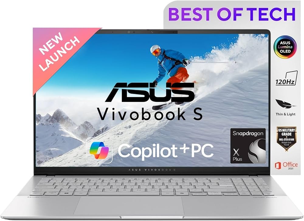 ASUS Vivobook S15,Snapdragon X Plus,Copilot+ AI PC(Qualcomm Adreno