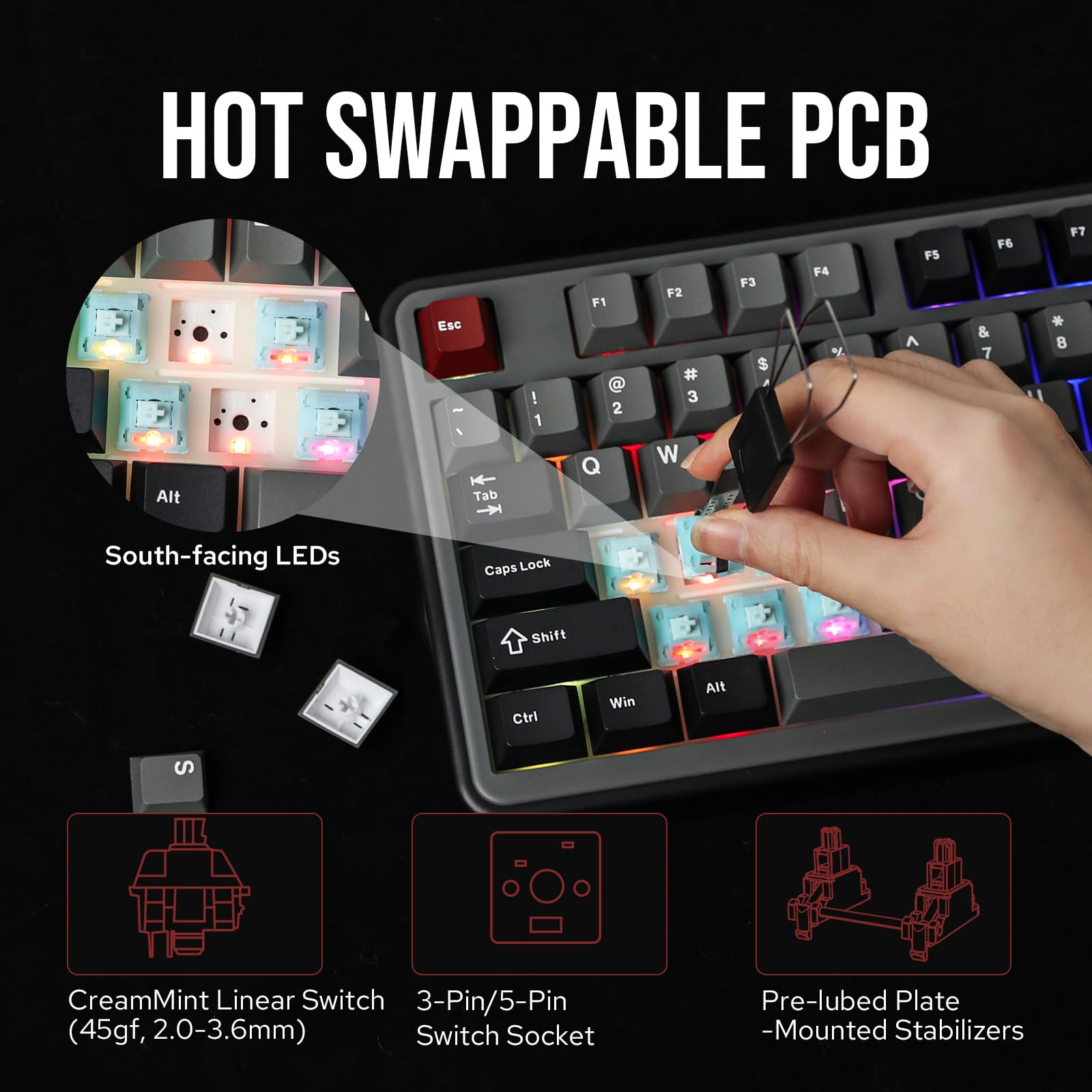 Amazon.com: MechLands Vibe99 Wireless Gaming Keyboard with 1.06