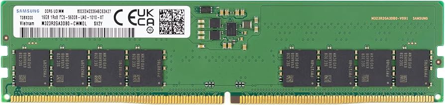 Samsung 16GB DDR5 5600MHz PC5-44800 CL46 UDIMM 1Rx8 Single Rank