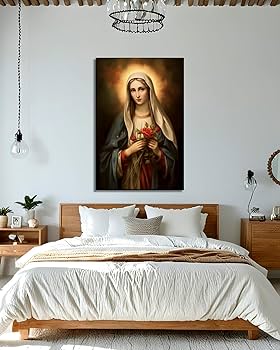 Amazon.co.jp: LYUNSHUO 聖母マリア キャンバスウォールアート 聖