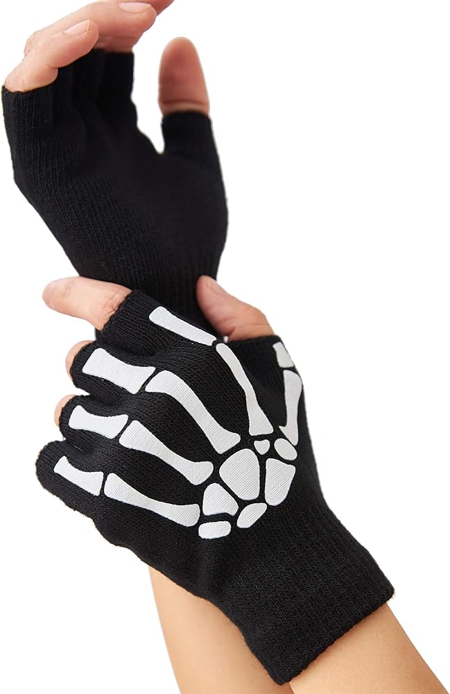Amazon.com: OTPEH Skeleton Gloves For Women Men Adults Fingerless