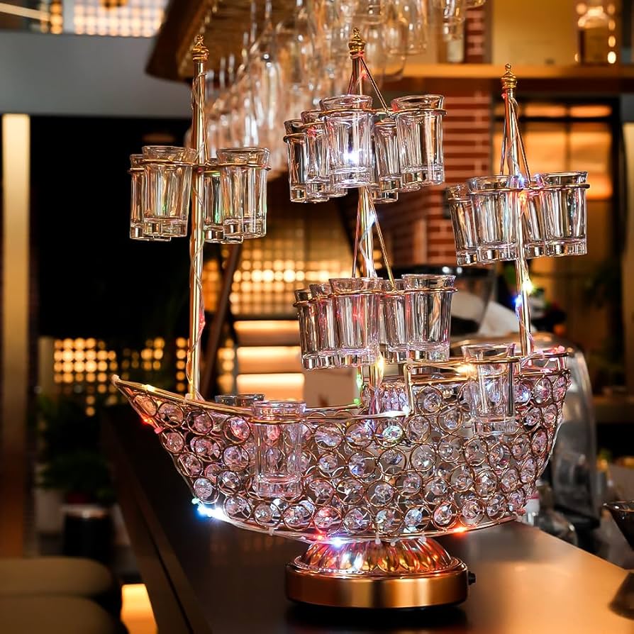 Amazon｜テキーラ 船 25MLのワイングラス24個付き テキーラ観覧車 LED