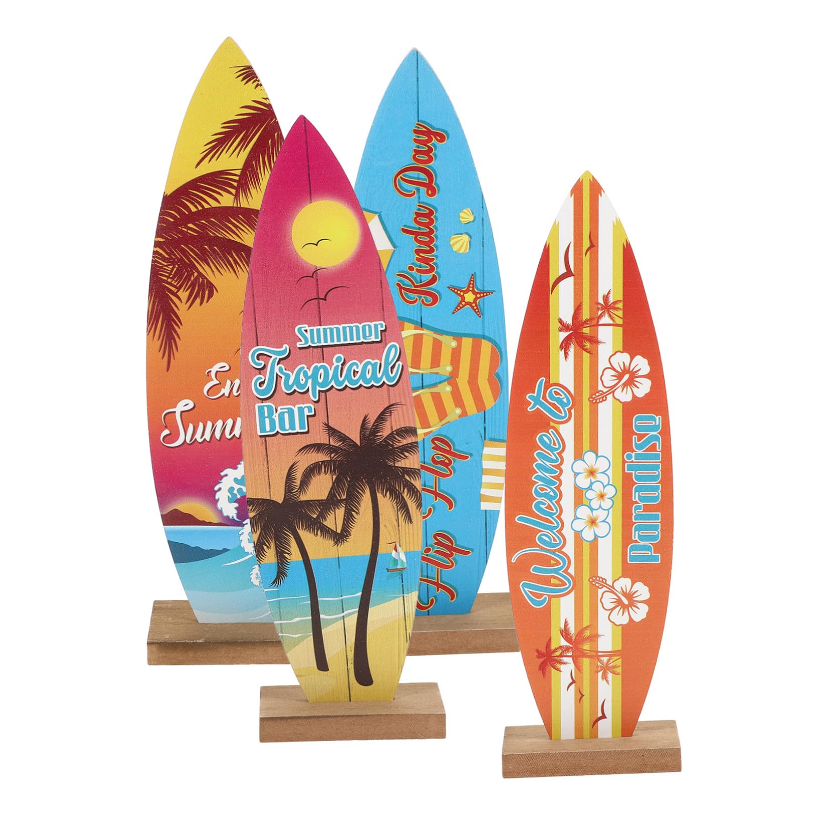 Amazon.co.jp: DECHOUS 4個木製チュアサーフボード 装飾品 テーブル