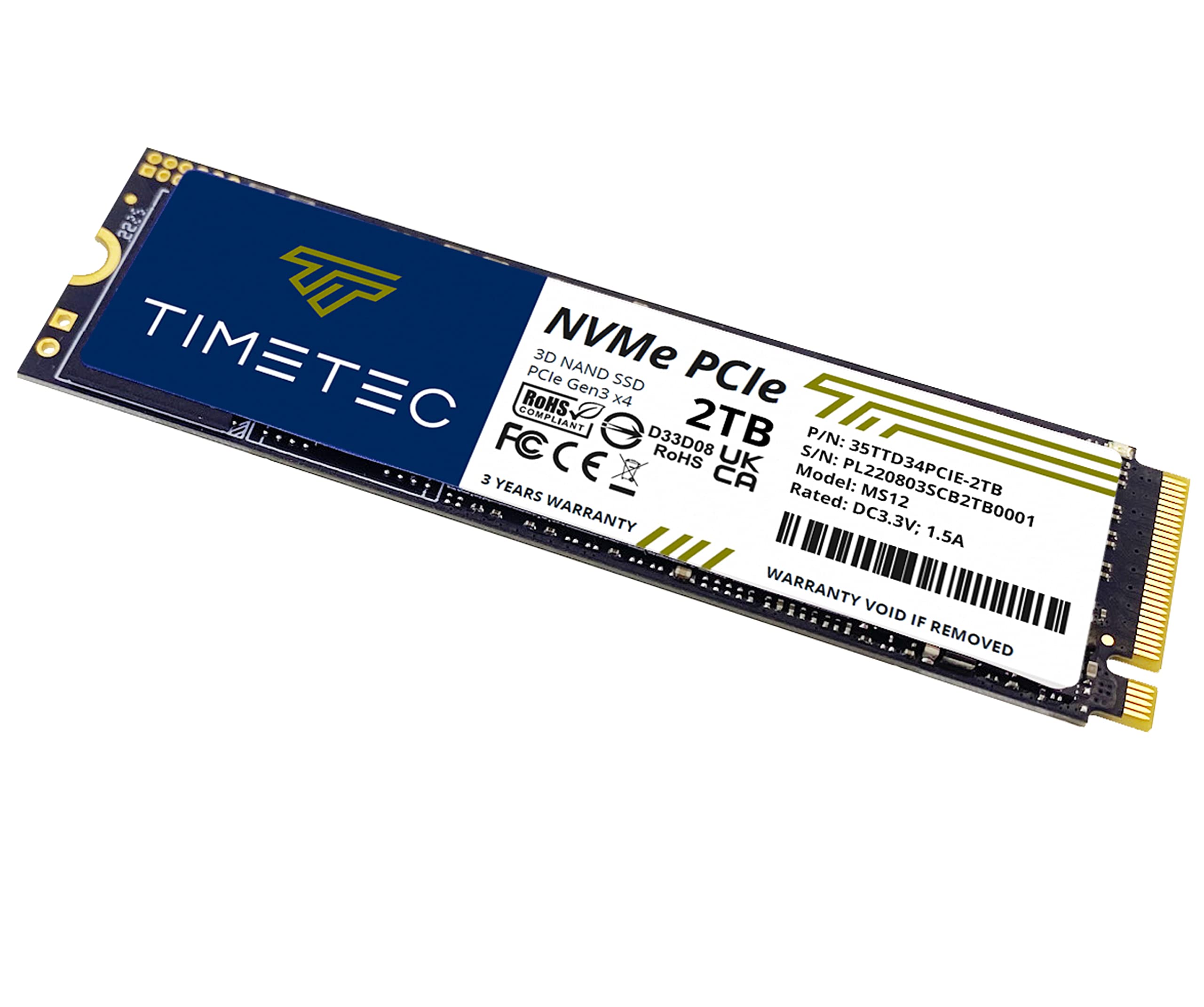 Amazon | Timetec 2TB SSD NVMe PCIe Gen3x4 8Gb/s M.2 2280 3D NAND
