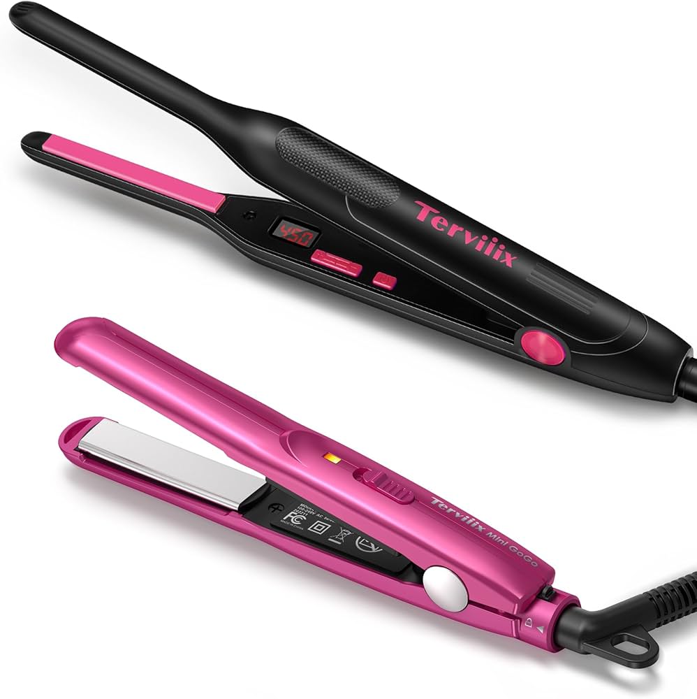 Amazon.com : Terviiix Pencil Flat Iron(Black Pink) & Mini Flat
