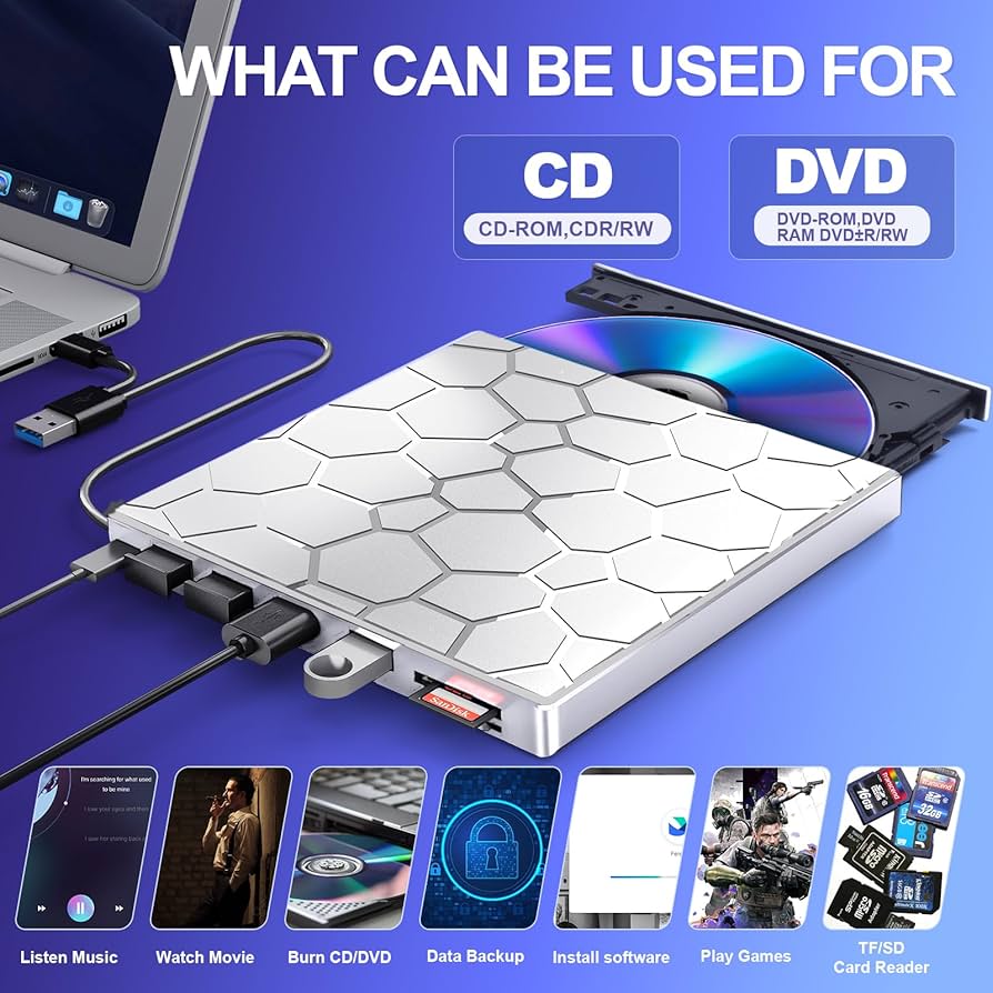 Amazon.com: BPAKDU External CD/D1VD Drive for Laptop, DVD Player
