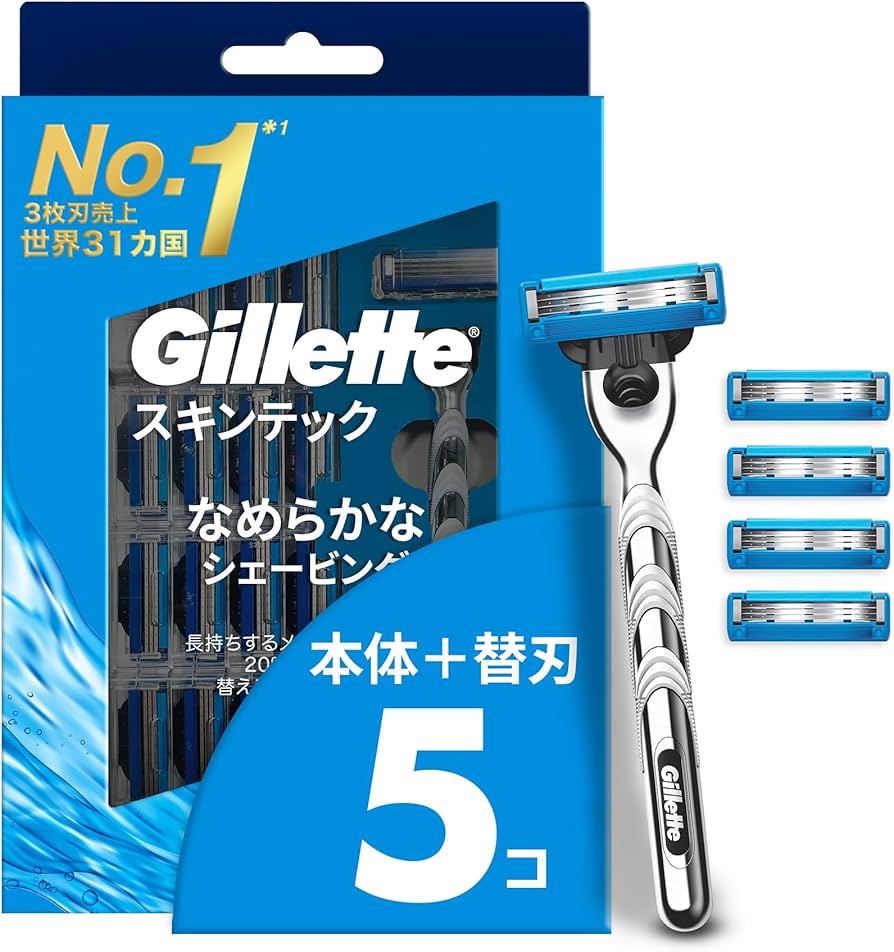 Amazon.co.jp: Gillette ジレット 髭剃り 本体 替刃 5個 カミソリ 剃刀