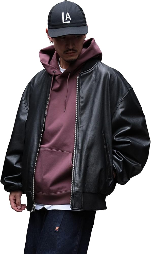 Amazon.co.jp: [ビームス] ブルゾン レザー ボマージャケット メンズ