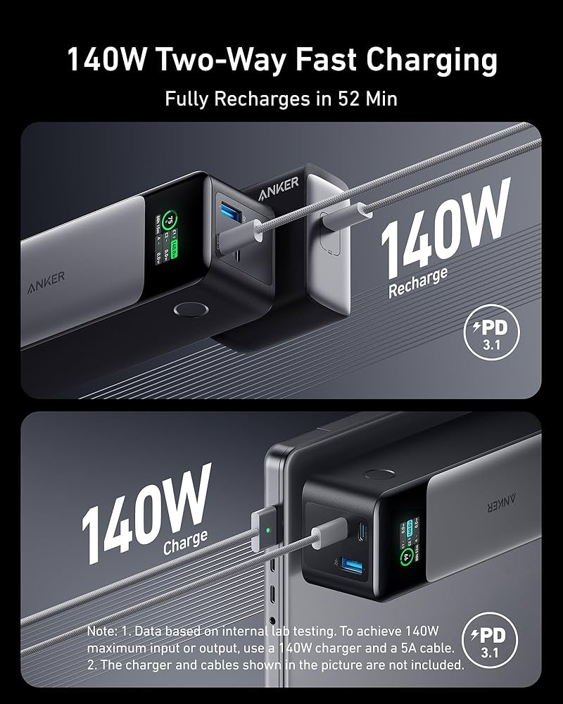 Anker 737 Power Bank, 24,000mAh 3-Port Laptop Portable Charger