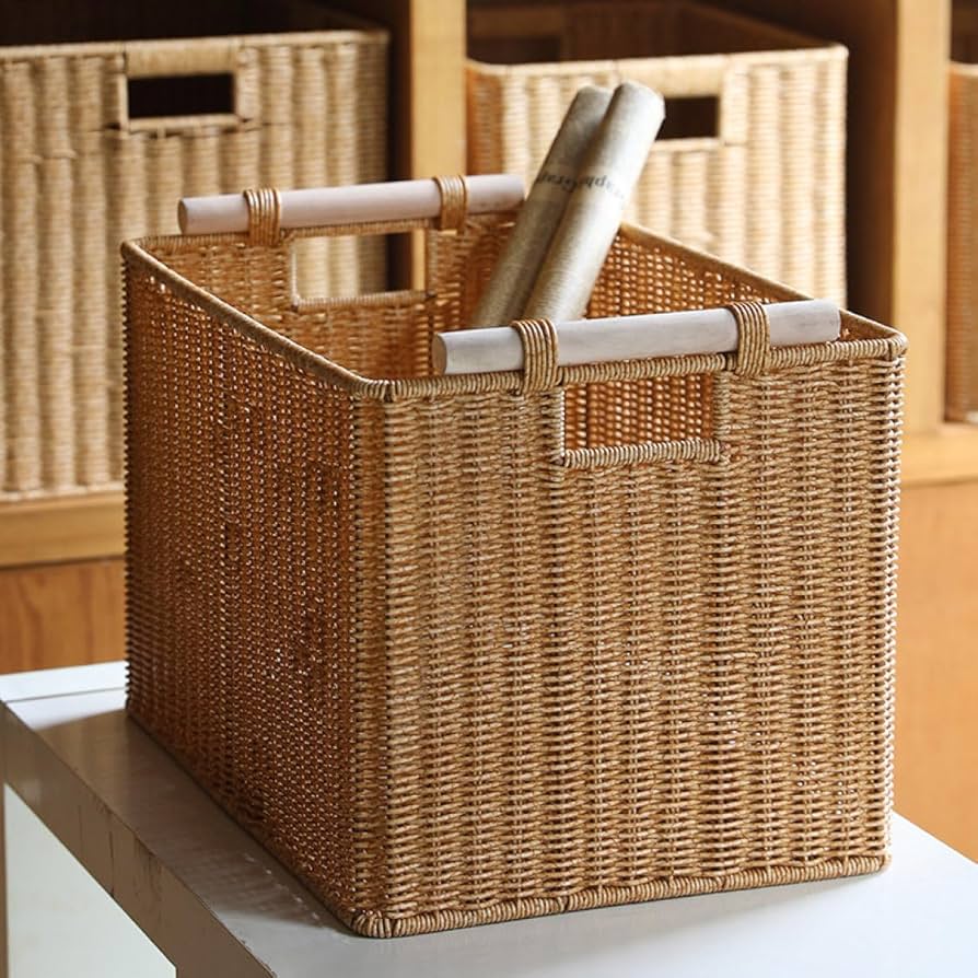 Amazon｜NJNEW かご 収納ボックス 卓上収納 収納バスケット 衣類 書類