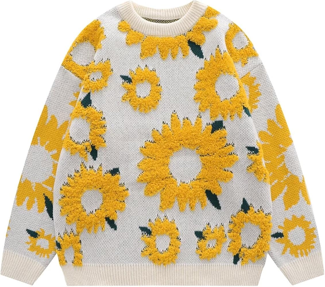 Amazon.com: HANGJIA Men Retro Sunflower Flocking Baggy Patchwork