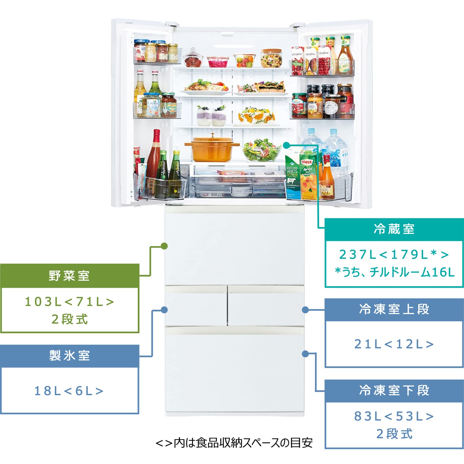 Amazon.co.jp: 東芝 冷蔵庫 幅65㎝ 462L グランホワイト GR-U460FH (EW