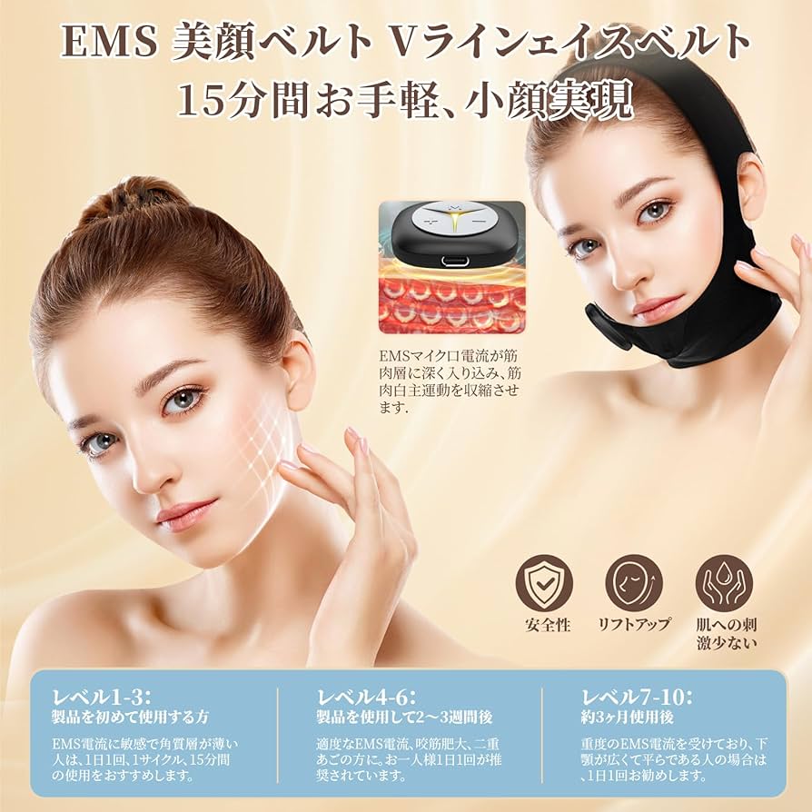 Amazon.co.jp: 美顔器 EMS フェイスベルト V顔 美顔ベルト 6種類モード