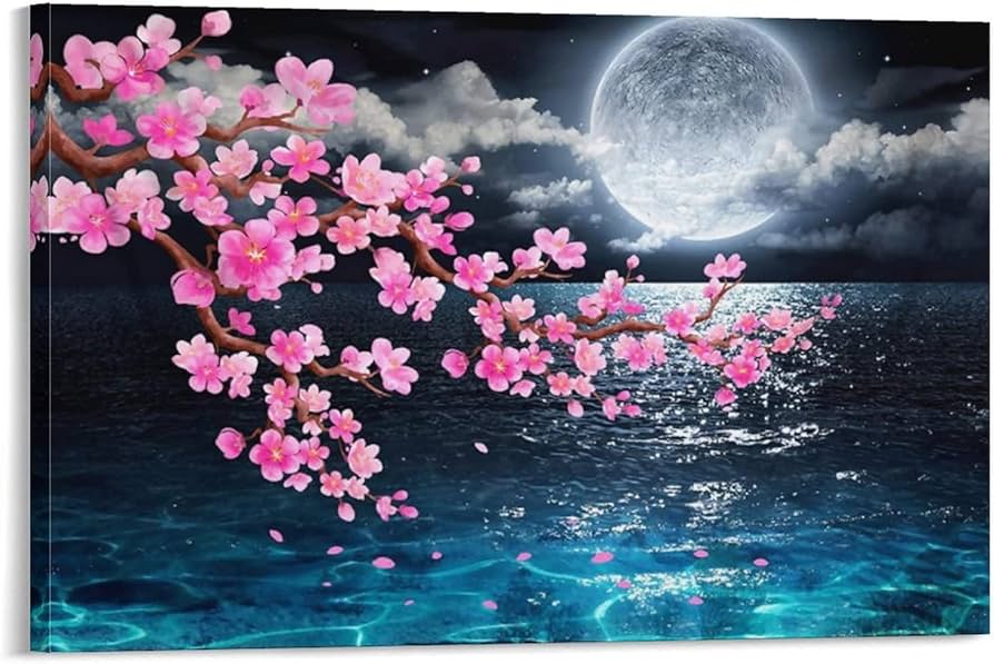 Amazon.co.jp: アートパネル 桜 夜景 海 星空 満月の夜空 インテリア