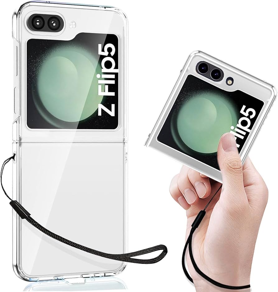 Amazon.co.jp: 適用 Galaxy Z Flip5 5G ケース クリア ストラップ 同梱