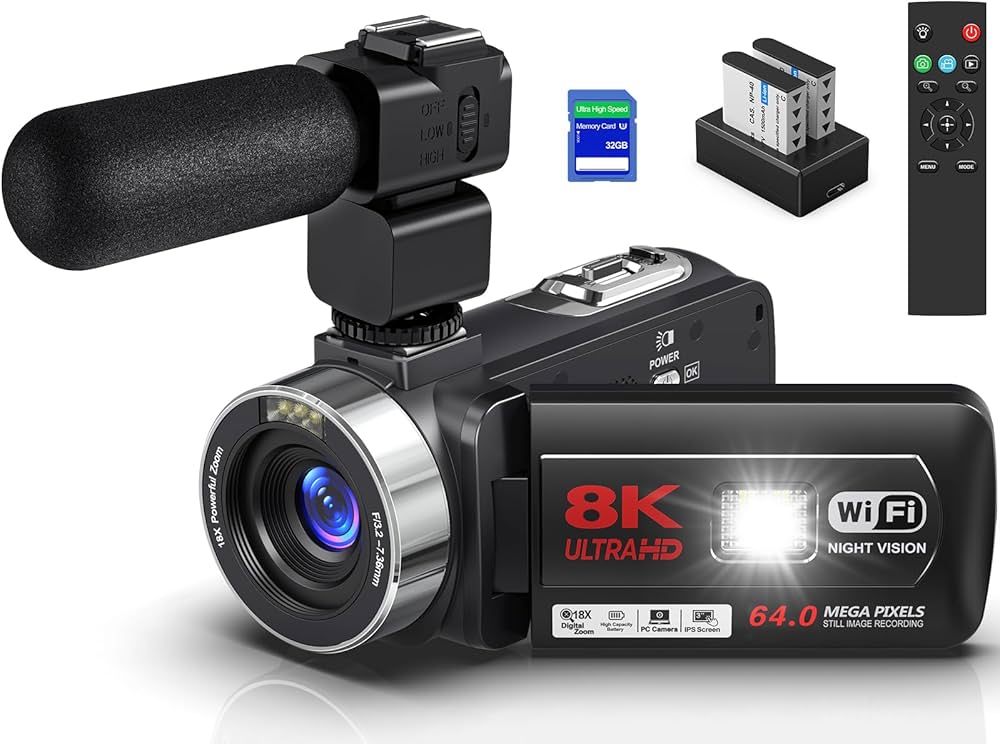 Amazon.co.jp: Video Camera, 8K YouTube Camera, 64 Megapixel WIFI
