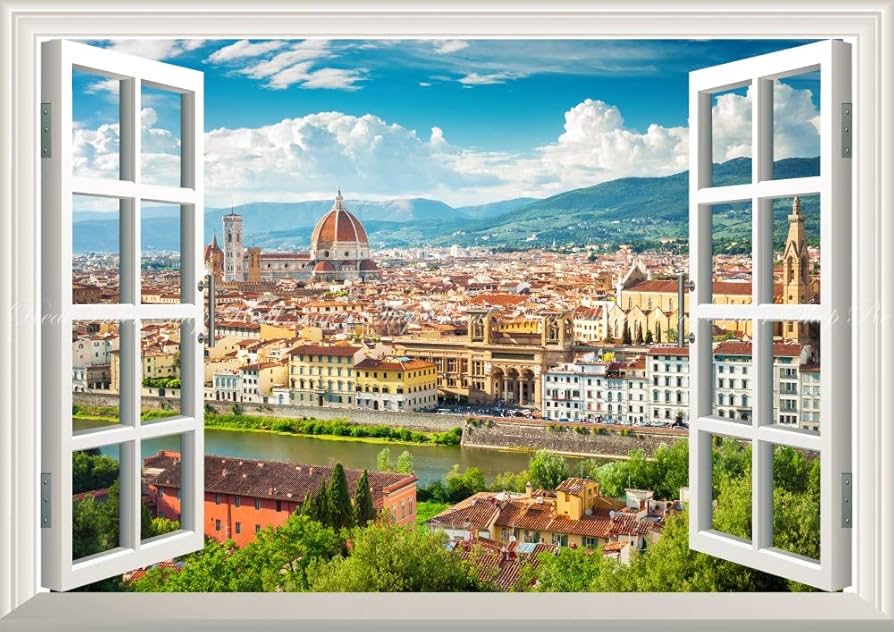 Amazon.co.jp: 絵画風 壁紙ポスター （はがせるシール式） -窓の景色