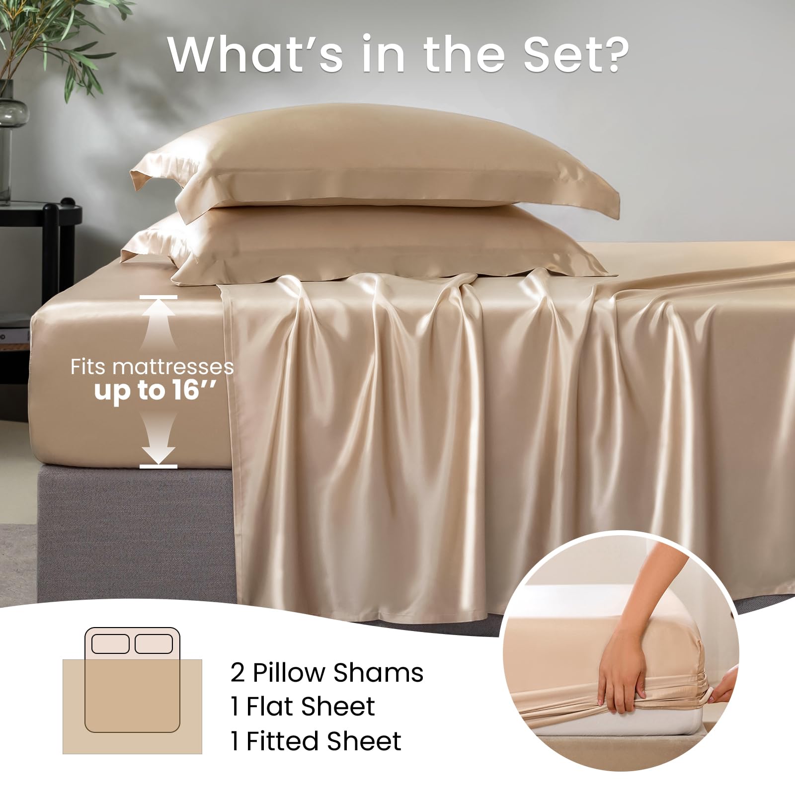 Amazon.com: THXSILK 100% Mulberry Silk Sheet Set, 7A+ Silk Sheet