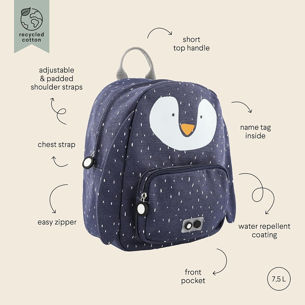 Trixie Backpack - Mr. Penguin - School Bag Water Repellent