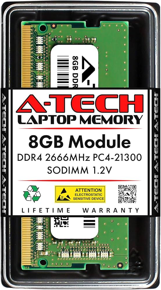 A-Tech 8GB DDR4 2666MHz PC4-21300 (PC4-2666V) CL19 SODIMM 1.2V 260