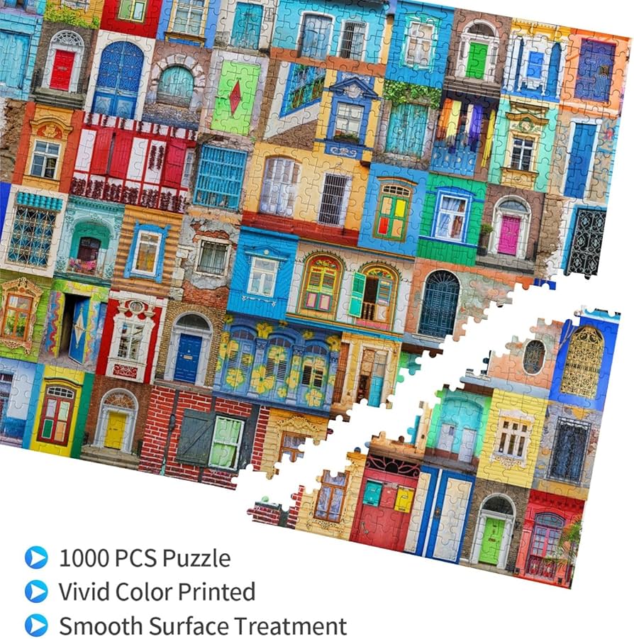 Amazon.co.jp: 1000ピース ジグソーパズル 世界の窓とドア 風景 木製の