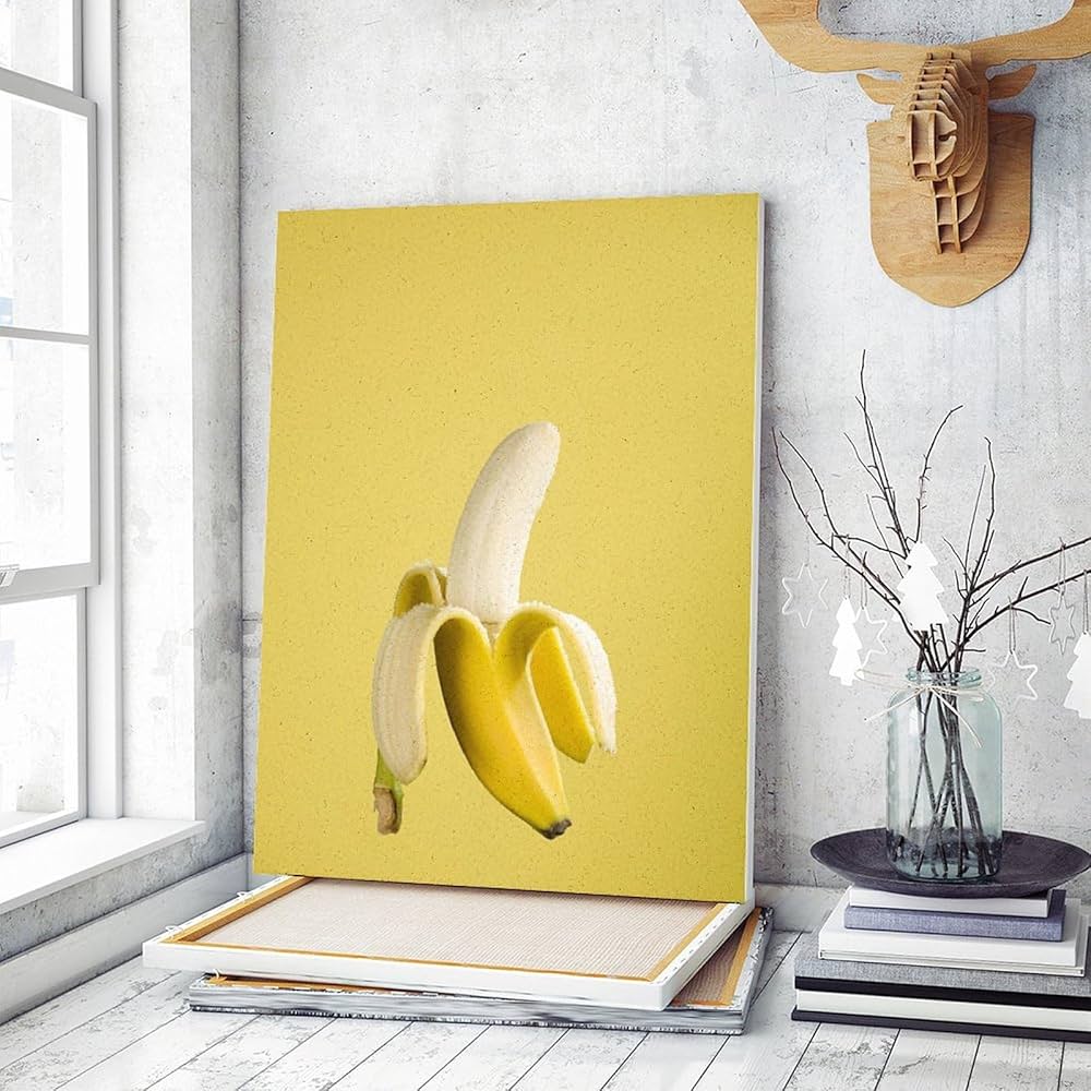 Amazon | 皮をむいたバナナ 数字油絵 ミニマリストの修正 宣伝する