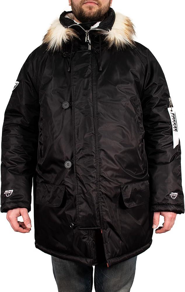 Freeze Defense Mens Snorkel Parka Winter Coat Jacket (Small, Black