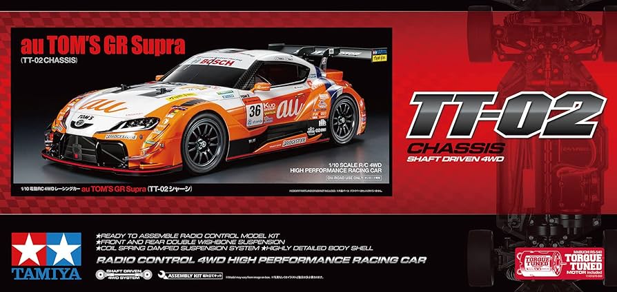 Amazon.com: Tamiya 58703 1:10 RC au Tom's GR Supra (TT-02) Remote