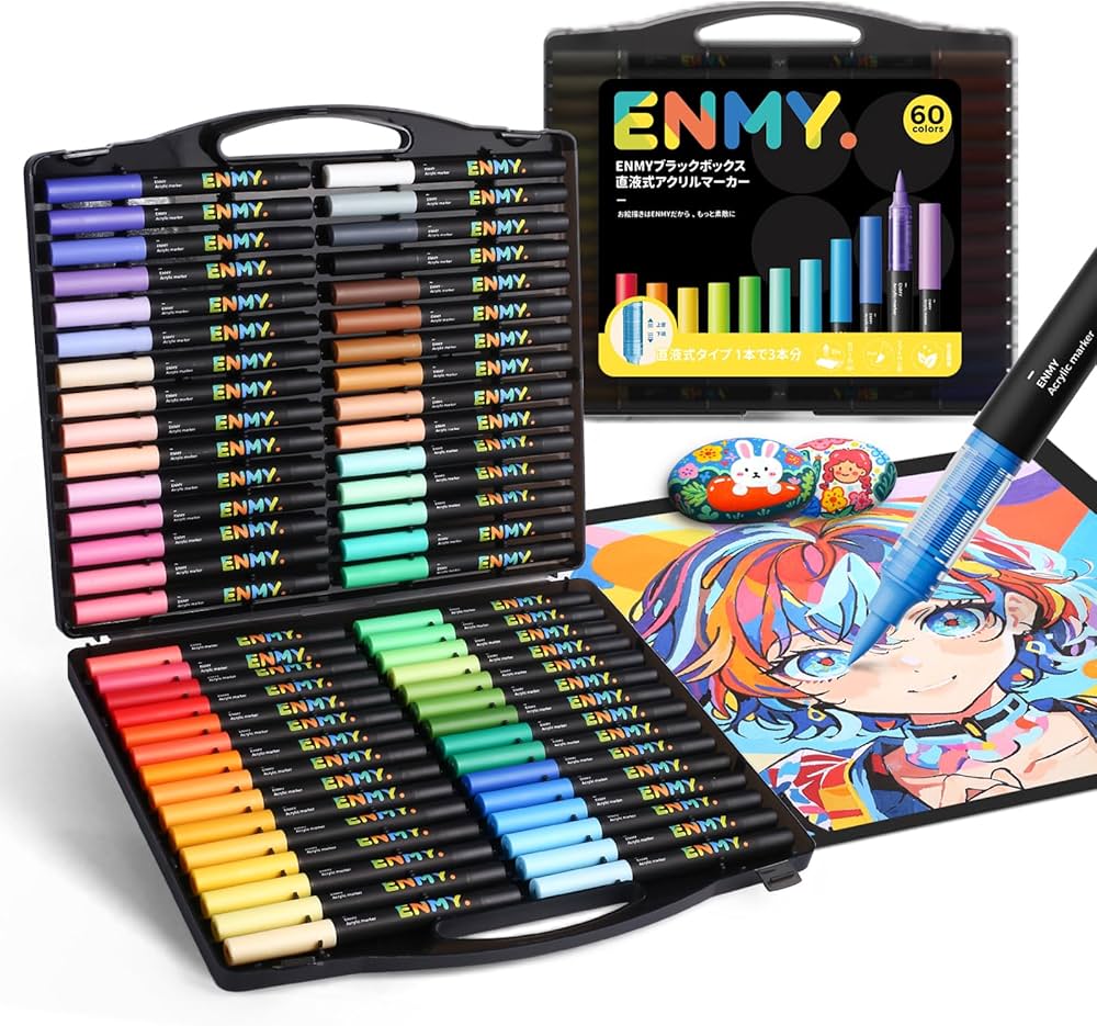 Amazon | ENMY ブラックボックス 60色セット 直液式 アクリルマーカー