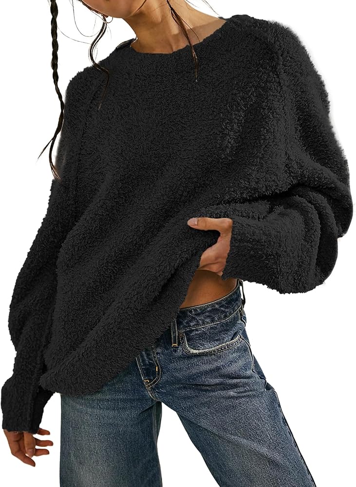 Women's Crew Neck Oversized Sweaters 2025 Fall Batwing Sleeve