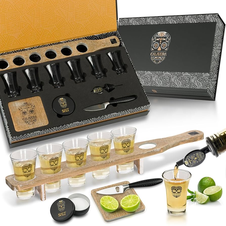 Amazon.com | Don Paragone Calavera Tequila Shot Board Set - Fine