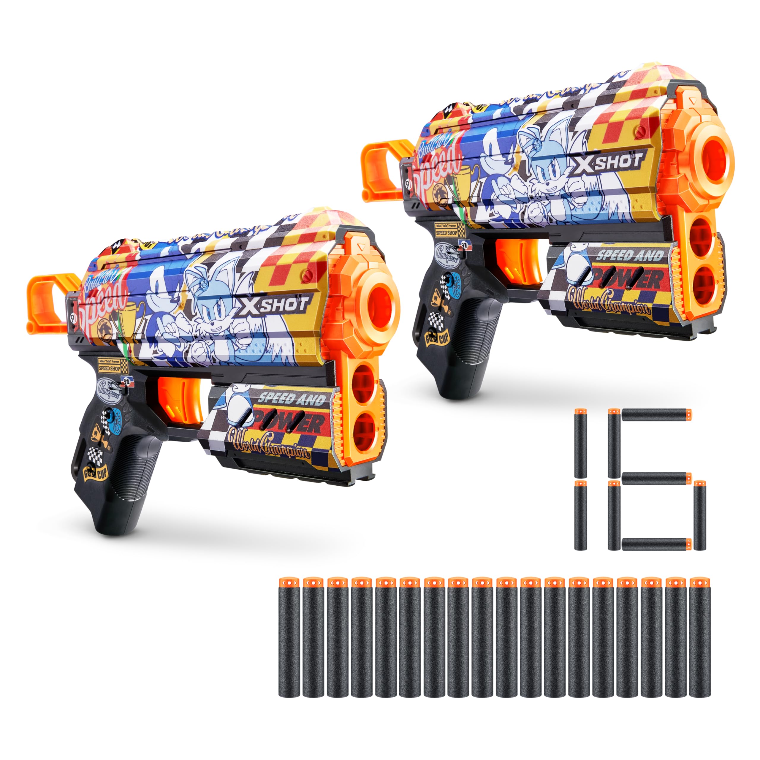 Amazon.com: XSHOT Skins Flux - Sonic Super Speed (2 Pack + 16
