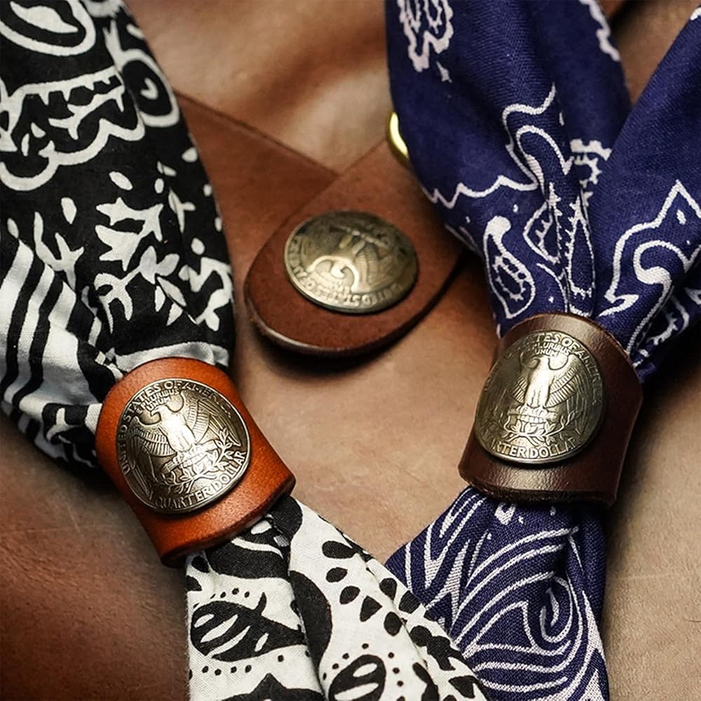 Amazon | ETACHI メンズ スカーフリング 牛革とコイン製 Ami Click