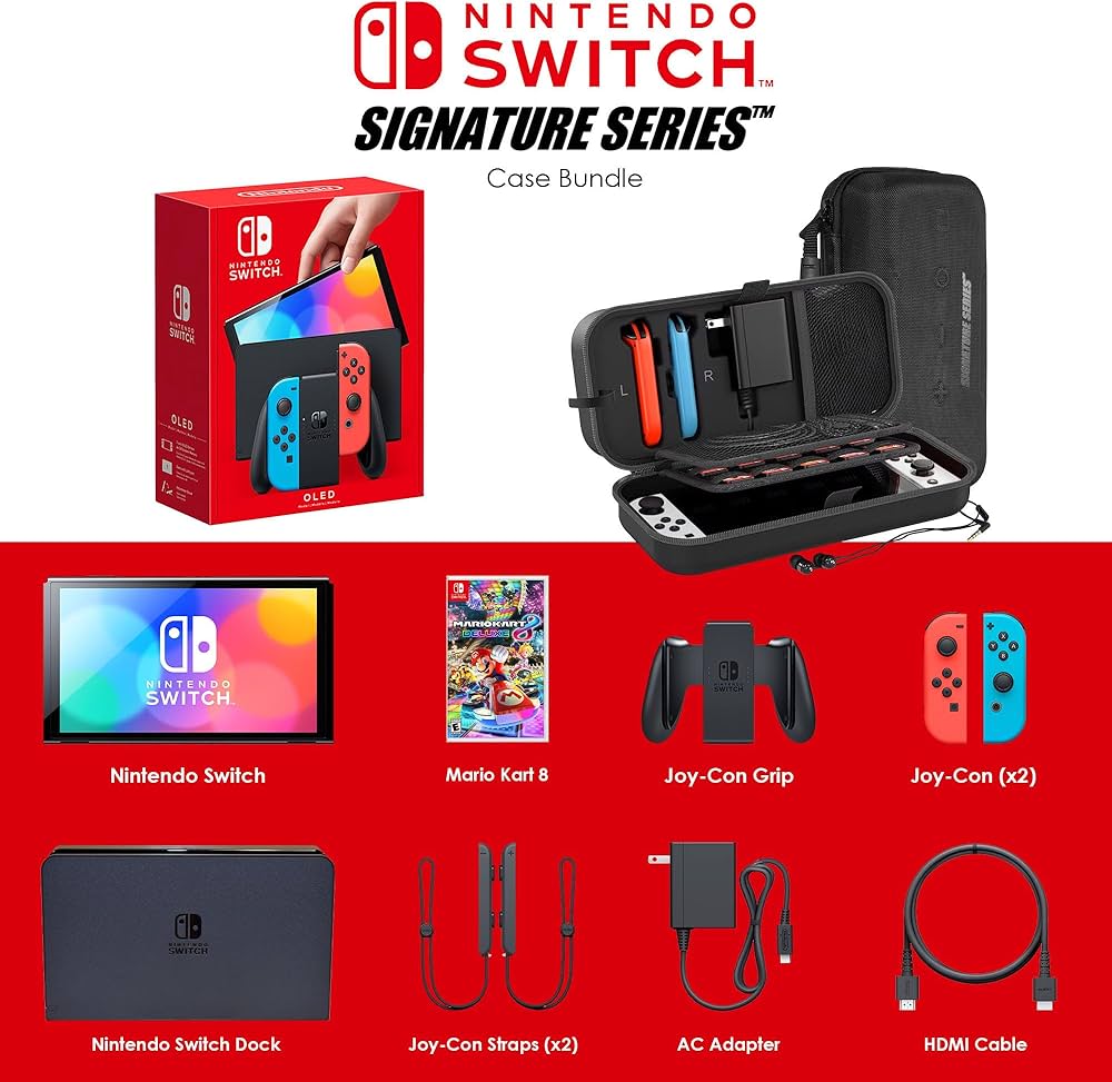 Amazon.com: Nintendo Switch OLED Model (Neon Red/Blue) Mario Kart