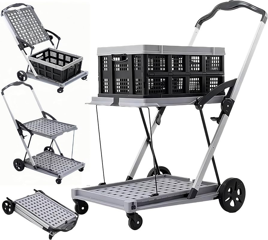 Amazon.co.jp: TUIYIDUO ショッピングカート 台車 静音 折り畳み 2段