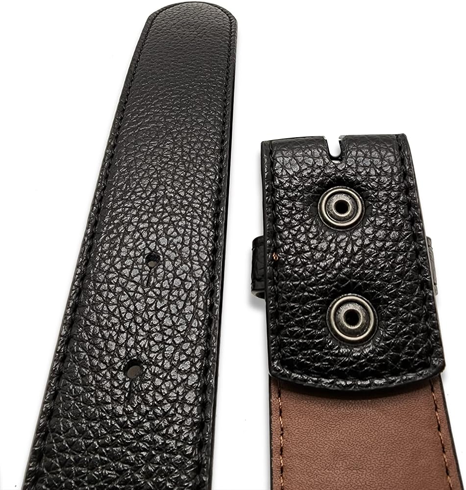 Cocky Belt Buckle w/Heavy 100% Vegan Soft Leather Snap Button Belt